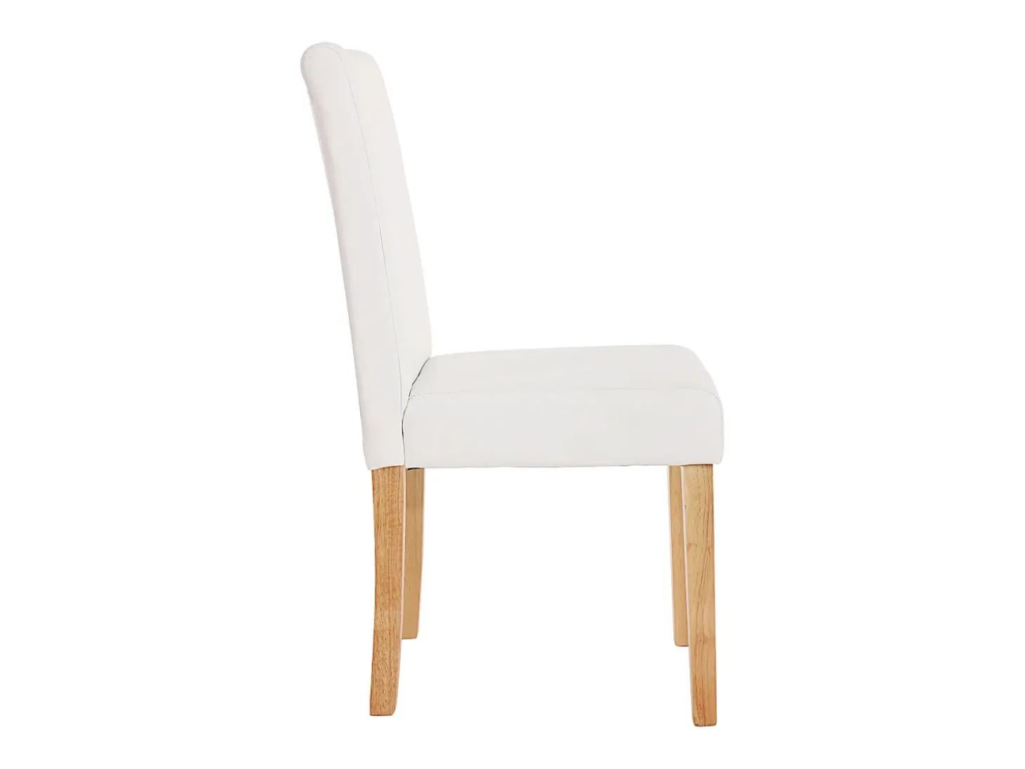 Silla de comedor Littau piel sintética lote de 2, polipiel, blanco mate, patas claras