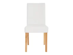 Silla de comedor Littau piel sintética lote de 2, polipiel, blanco mate, patas claras