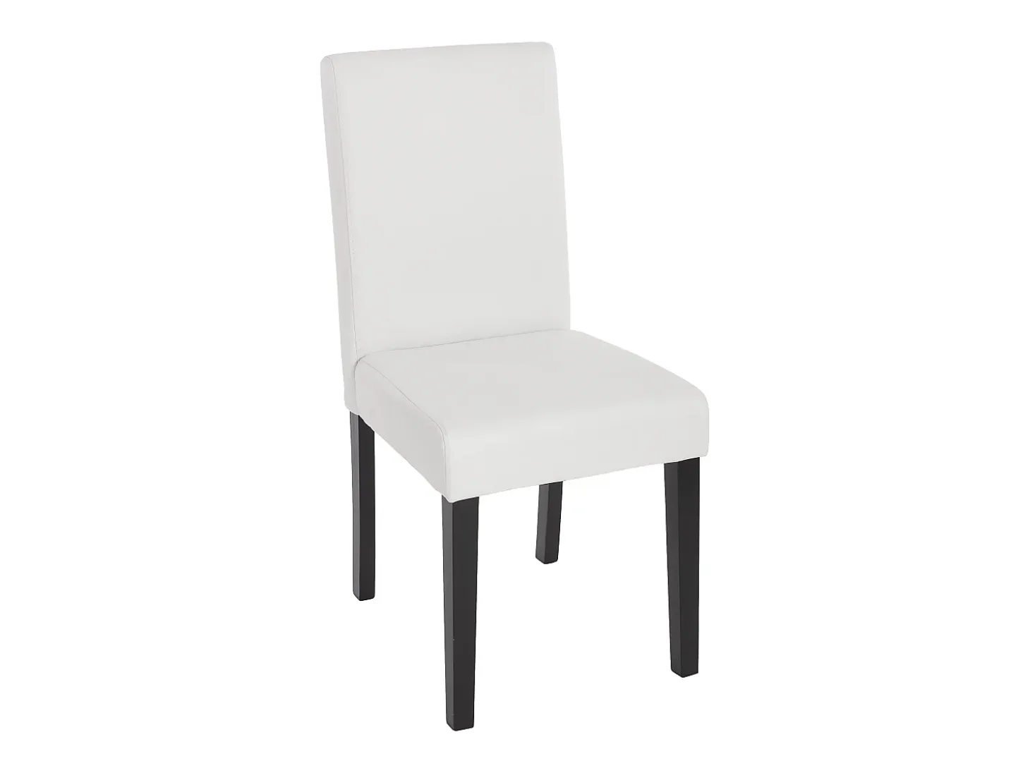 Silla de comedor Littau piel sintética lote de 2, polipiel, blanco mate, patas oscuras
