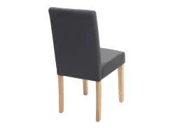 Silla de comedor Littau piel sintética lote de 2, polipiel, gris mate, patas claras