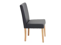 Silla de comedor Littau piel sintética lote de 2, polipiel, gris mate, patas claras
