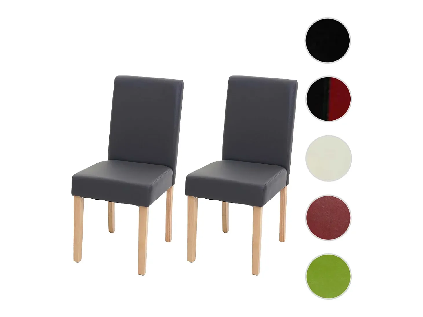 Silla de comedor Littau piel sintética lote de 2, polipiel, gris mate, patas claras