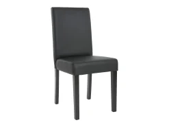 Silla de comedor Littau piel sintética lote de 2, polipiel, negro mate, patas oscuras