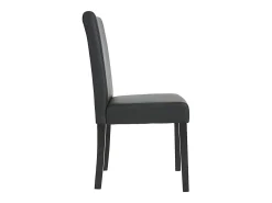 Silla de comedor Littau piel sintética lote de 2, polipiel, negro mate, patas oscuras
