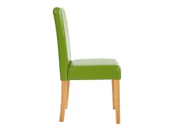 Silla de comedor Littau piel sintética lote de 2, polipiel, verde, patas claras