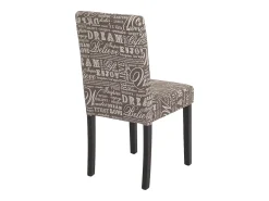 Silla de comedor Littau script (set de 4), textil con letras, gris, patas oscuras