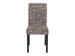 Silla de comedor Littau script (set de 4), textil con letras, gris, patas oscuras