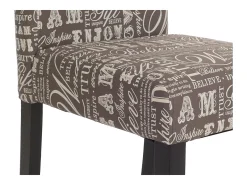 Silla de comedor Littau script (set de 4), textil con letras, gris, patas oscuras