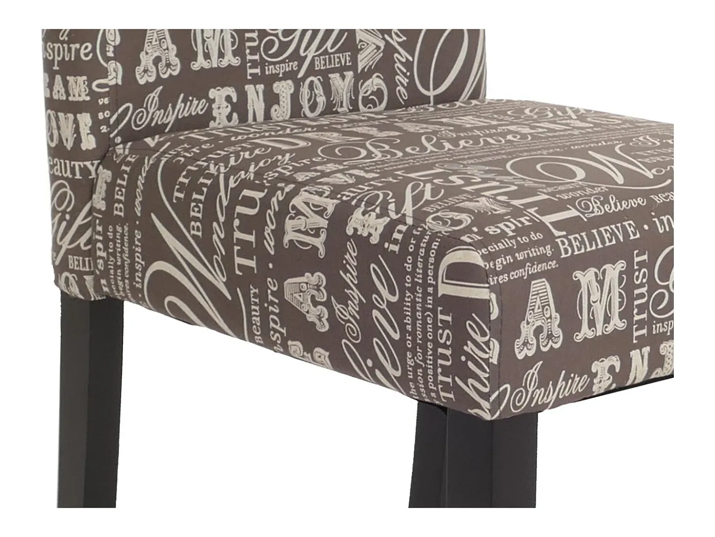 Silla de comedor Littau script (set de 4), textil con letras, gris, patas oscuras