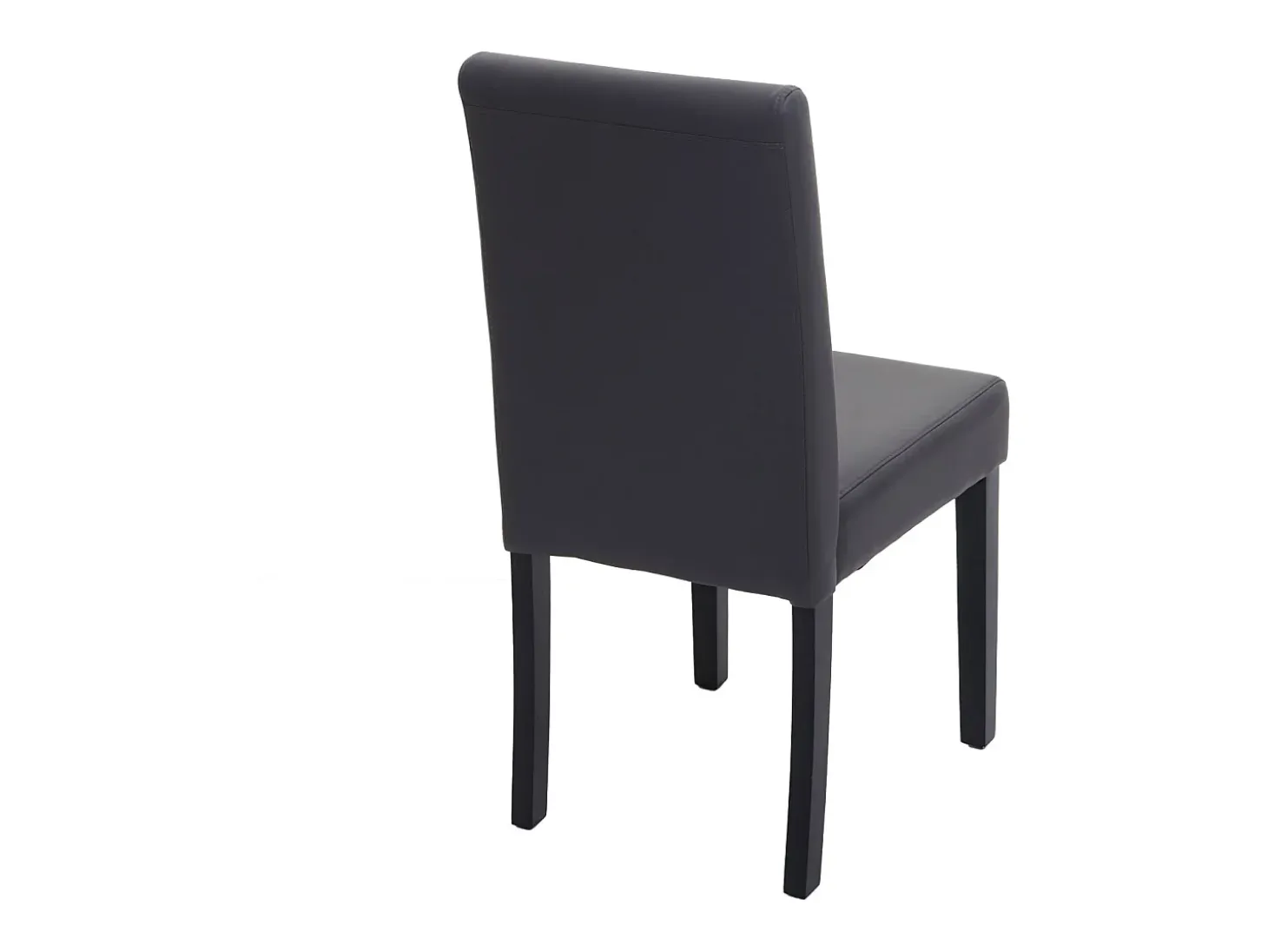 Silla de comedor Littau (set de 4), polipiel, gris mate, patas oscuras