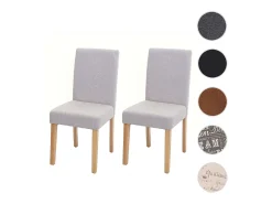 Silla de comedor Littau (set de 2), textil, crema-beige, patas claras