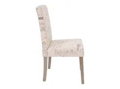 Silla de comedor Littau (set de 4), textil con letras, crema, patas estructura - roble