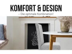 Silla de comedor Littau script (set de 4), textil, gris, patas oscuras