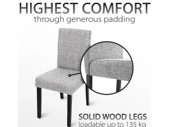 Silla de comedor Littau script (set de 4), textil, gris, patas oscuras