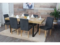 Silla de comedor Littau (set de 2), textil, gris antracita, patas claras