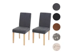 Silla de comedor Littau (set de 2), textil, gris antracita, patas claras