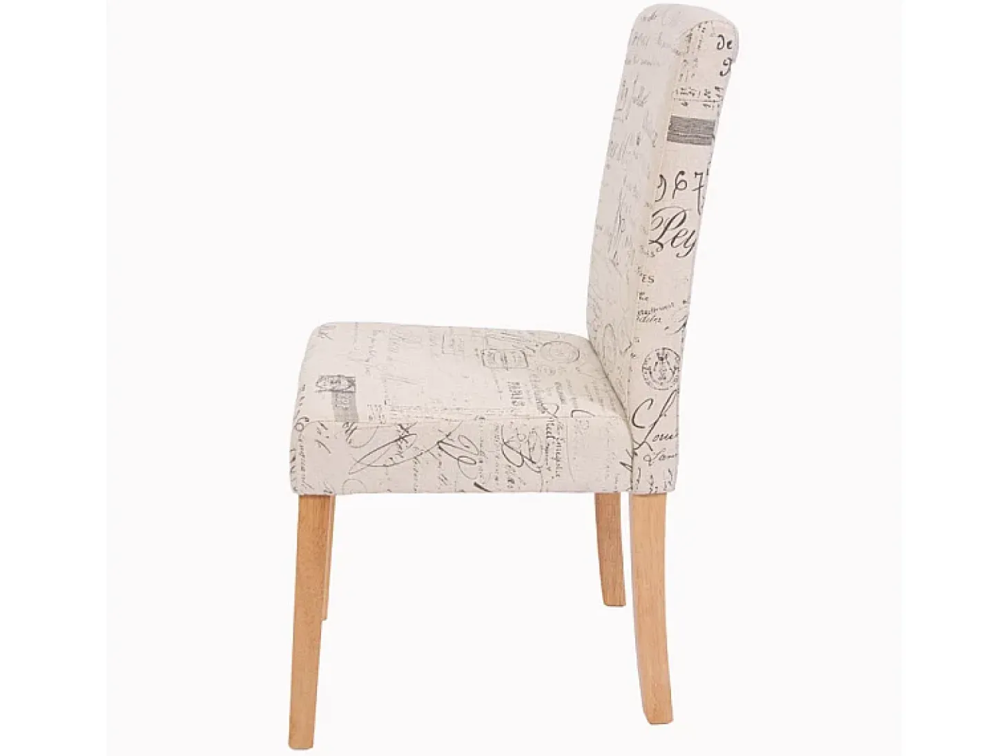 Silla de comedor Littau (set de 2), textil con letras, crema, patas claras