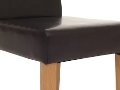 Silla de comedor Littau (set de 4), cuero, patas marrón claro