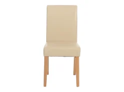 Silla de comedor Littau (set de 4), cuero, patas color crema claro