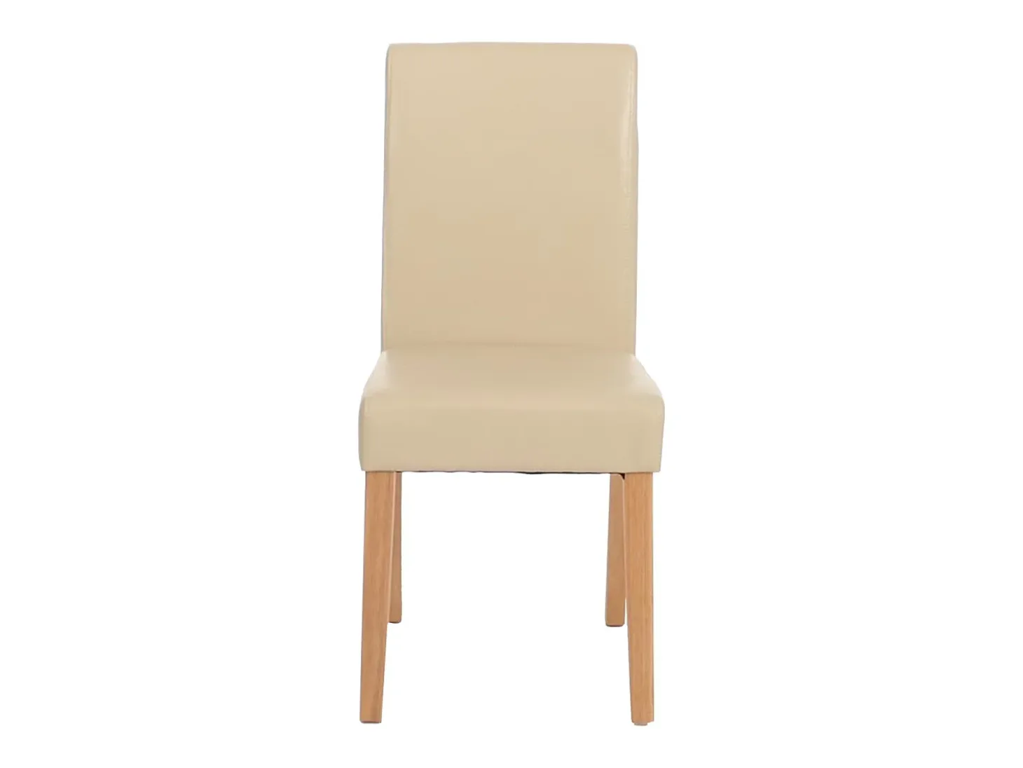 Silla de comedor Littau (set de 4), cuero, patas color crema claro