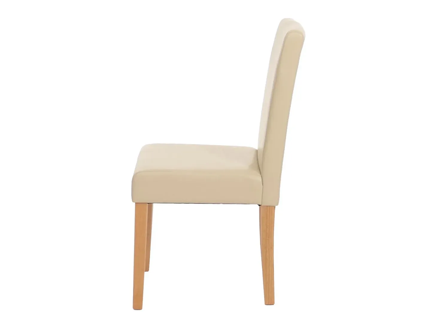 Silla de comedor Littau (set de 4), cuero, patas color crema claro