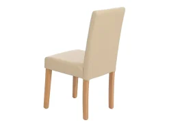 Silla de comedor Littau (set de 4), cuero, patas color crema claro