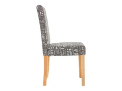 Silla de comedor Littau script (set de 4), textil con letras, gris, patas claras