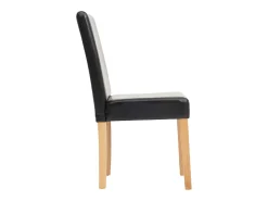 Silla de comedor Littau (set de 2), cuero, negro, patas claras