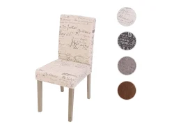 Silla de comedor Littau textil, letras crema, patas marrones