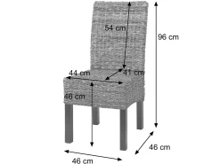 Silla de comedor Loiret (lote de 2), oscuro, sin cojín