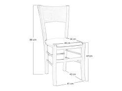 Silla de comedor Lucy en madera de nogal oscuro con asiento acolchado marrón