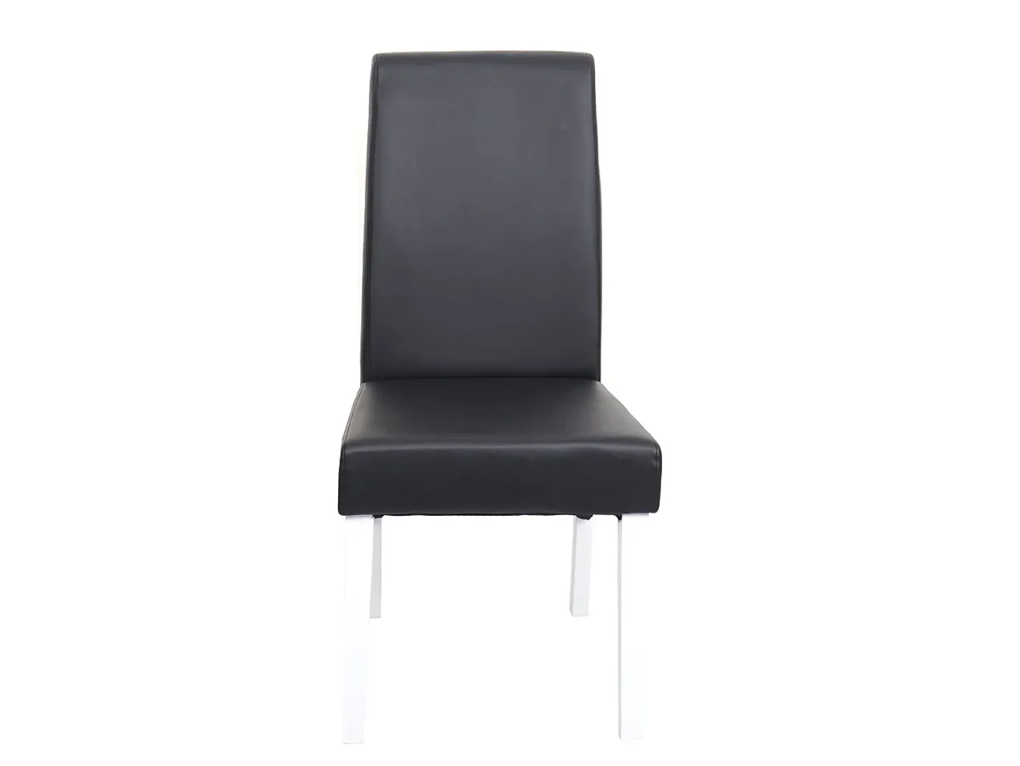 Silla de comedor M37 (juego de 6), cuero, negro, patas blancas