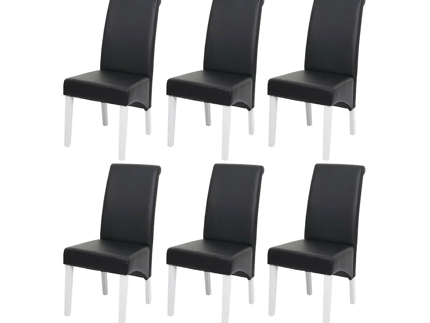 Silla de comedor M37 (juego de 6), cuero, negro, patas blancas