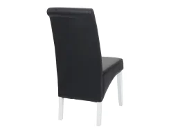 Silla de comedor M37 (juego de 6), cuero, negro, patas blancas