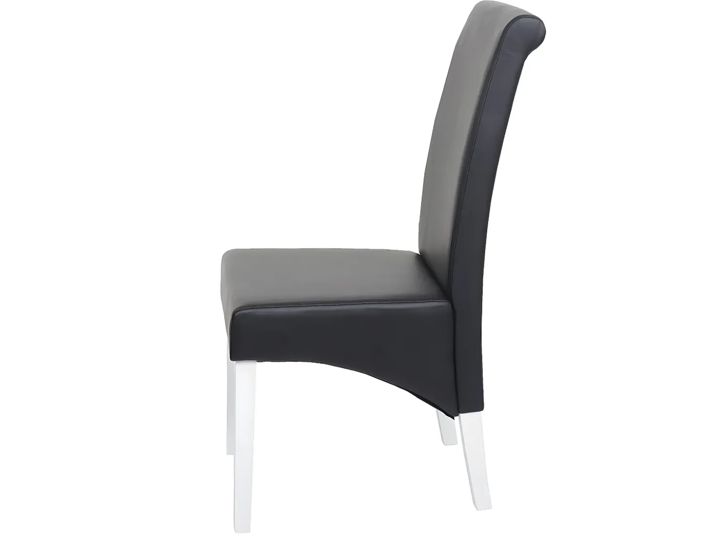 Silla de comedor M37 (juego de 6), cuero, negro, patas blancas