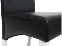 Silla de comedor M37 (juego de 6), cuero, negro, patas blancas