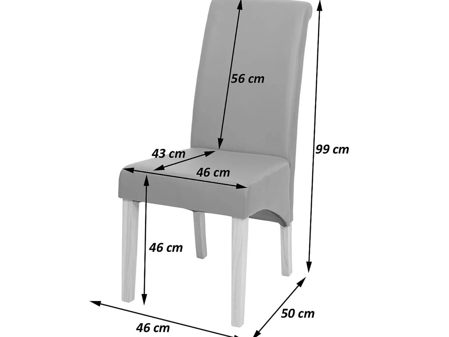 Silla de comedor M37 (juego de 6), cuero, negro, patas blancas
