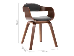 Silla de comedor madera curvada y tela gris oscuro