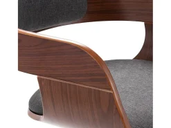 Silla de comedor madera curvada y tela gris oscuro
