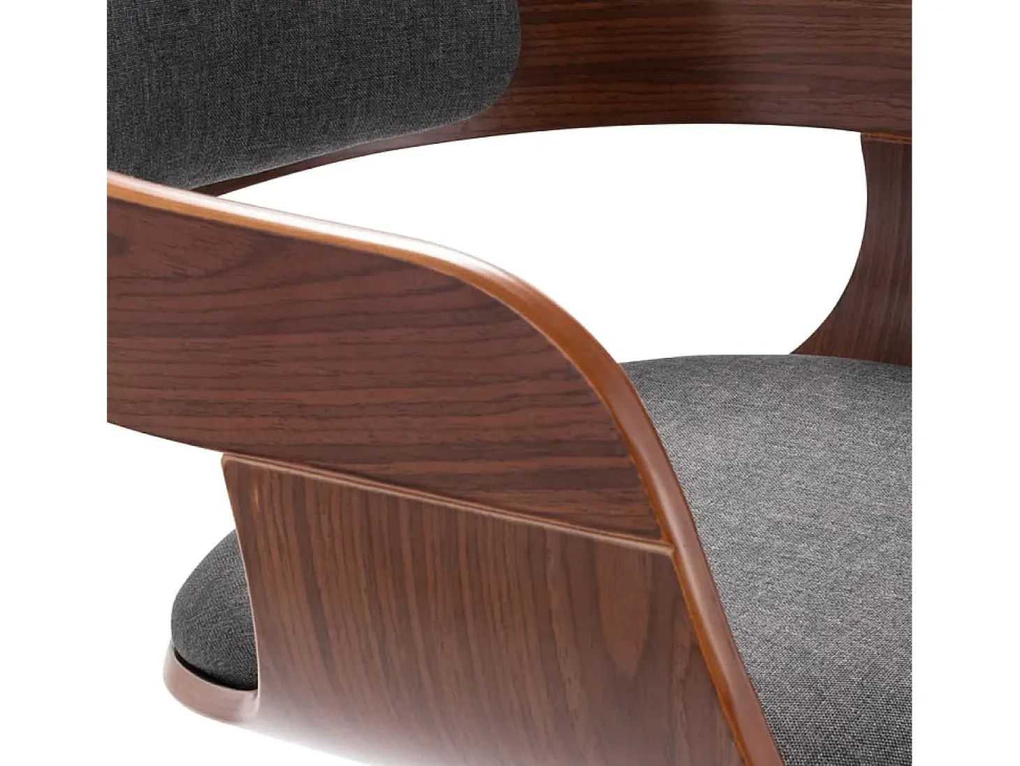 Silla de comedor madera curvada y tela gris oscuro