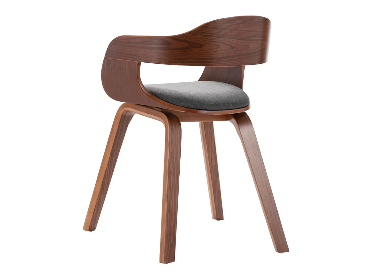 Silla de comedor madera curvada y tela gris oscuro