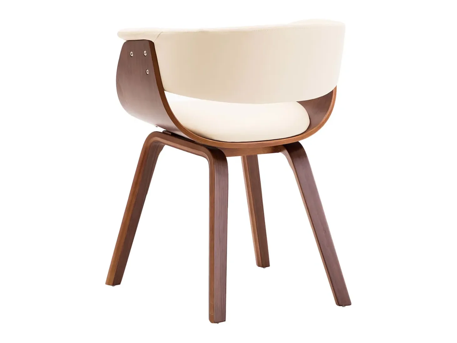 Silla de comedor madera curvada y cuero sintético crema