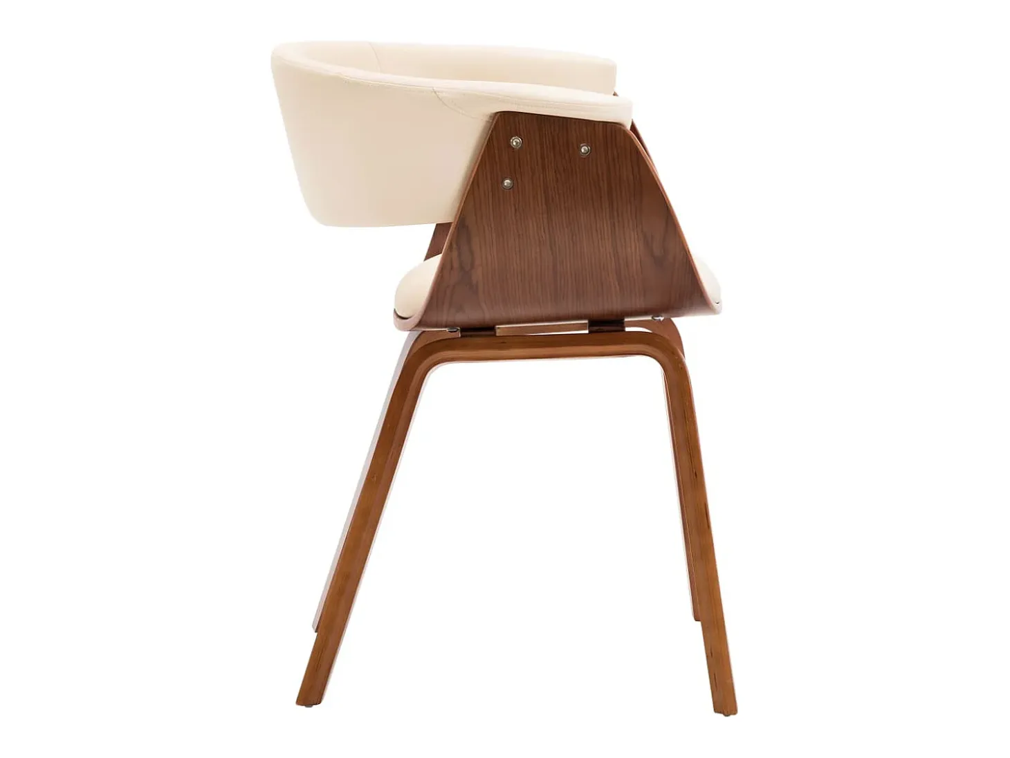 Silla de comedor madera curvada y cuero sintético crema