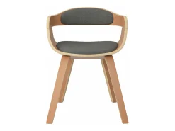 Silla de comedor madera curvada y tela gris claro