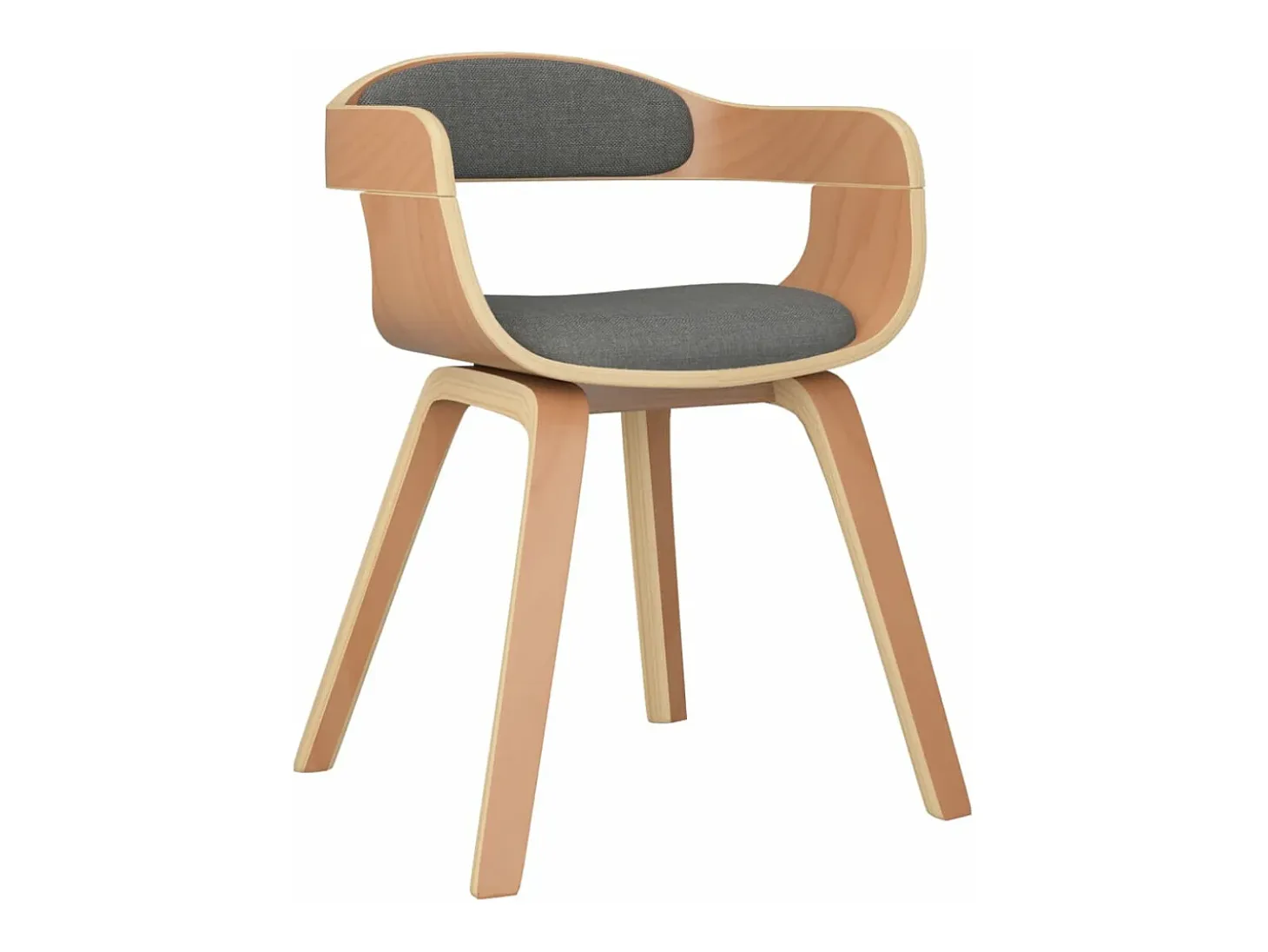 Silla de comedor madera curvada y tela gris claro