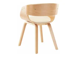 Silla de comedor madera curvada y cuero sintético crema