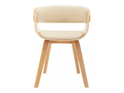 Silla de comedor madera curvada y cuero sintético crema