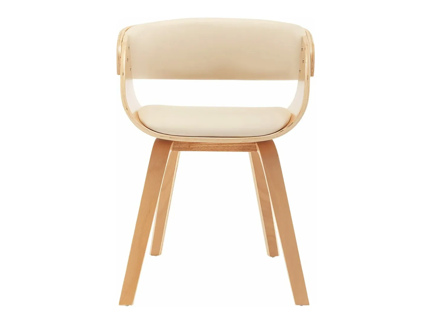 Silla de comedor madera curvada y cuero sintético crema