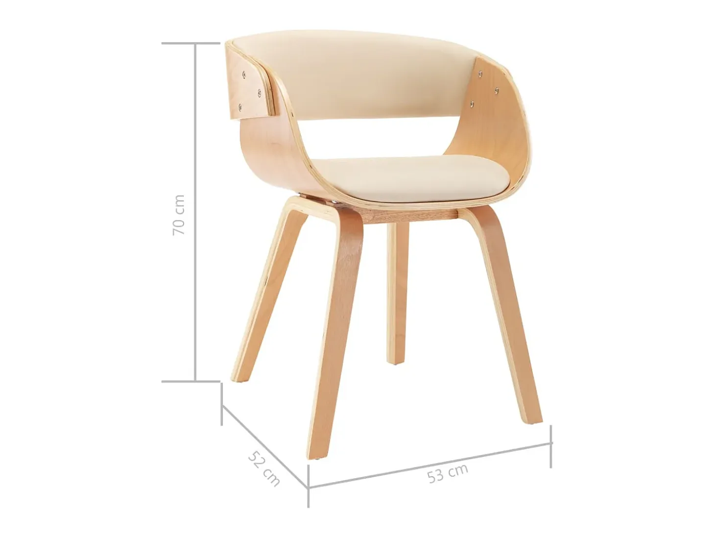 Silla de comedor madera curvada y cuero sintético crema