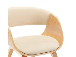 Silla de comedor madera curvada y cuero sintético crema